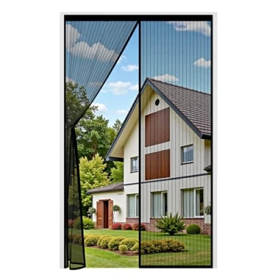 Abbildung von Auxmir VERDICKTER Fliegengitter Tür, Magnet Insektenschutz 90x220cm, Stärkere Magneten, Langlebige Balkontür, 4cm Breites Klettband, Fliegenvorhang für Wohnzimmer Terrassentür, Schwarz