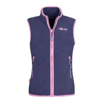 Abbildung von Trollkids Kinder Fleece Weste Arendal, Violettblau/Rosa, Größe 116