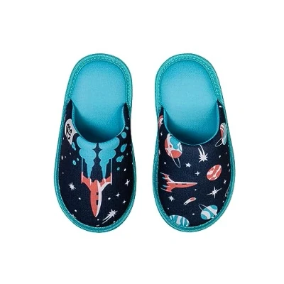 Abbildung von Dedoles Hausschuhe Damen Herren &amp; Kinder Memory Foam viele lustige Designs Einhorn Musik Regenbogen Comics Spiele Geschenk, Farbe: Planeten und Raketen, Gr.: 28 29 EU