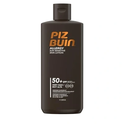 Abbildung von PIZ BUIN Allergy Sun Sensitive Skin Lotion FPS 50 (200 ml), protector solar corporal con FP50, protección muy alta para pieles sensibles, loción filtros UVA/UVB