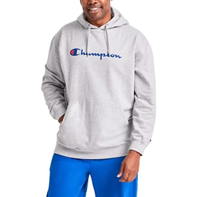 Abbildung von Champion Herren Sweatshirt Graphic Powerblend Fleece Hood, Oxford Grey/Champion Script, XXL