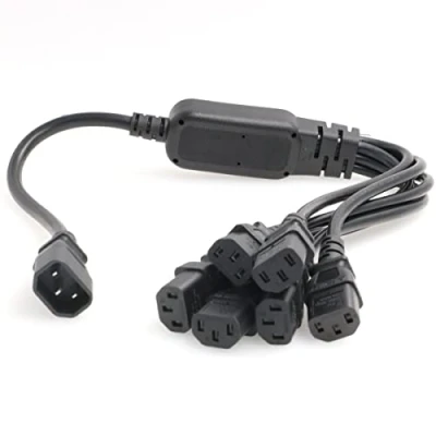 Abbildung von SZRMCC USV PDU Server Y Splitter Netzkabel IEC320 C14 bis 3 x C13 10A 250V Verlängerungskabel (6xC13 60cm)