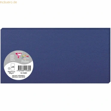 Abbildung von Clairefontaine 1568C Packung mit 25 Karten Pollen in Format DL, 210g 106 x 213mm, Königsblau