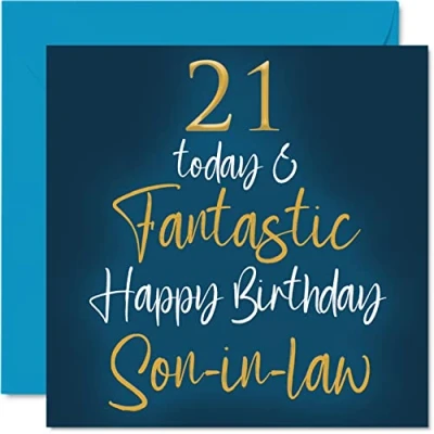 Abbildung von Fantastische Geburtstagskarte zum 21. Geburtstag für Schwiegersohn 21 Today &amp; Fantastic Happy Birthday Karte Schwiegersohn, Geburtstagsgeschenke Sohn, 145 mm x