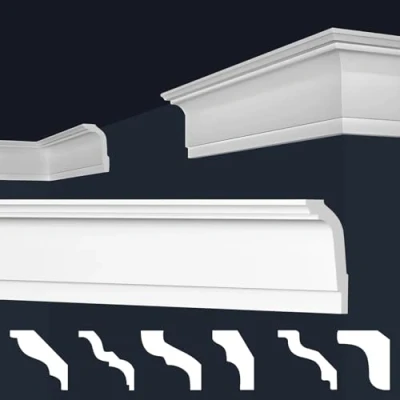 Abbildung von MARBET DESIGN Stuckleisten XPS Styropor weiß Deckenleisten Deckenstuck Leisten E (50 Meter / 25 35)