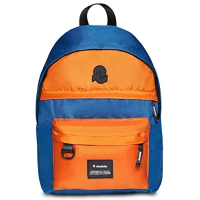 Abbildung von INVICTA AMERICAN Rucksack aus nachhaltigem Stoff, Praktisch &amp; Unisex, kompakt, mit Laptopfach bis 13&#039;&#039;, Büro, Reise, Arbeit, Studium, Backpack, Daypack, italienisches Design, blau orange