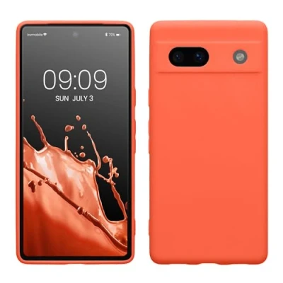 Abbildung von kwmobile Handyhülle kompatibel mit Google Pixel 7a Hülle Handy Case aus weichem Silikon in Leuchtende Koralle