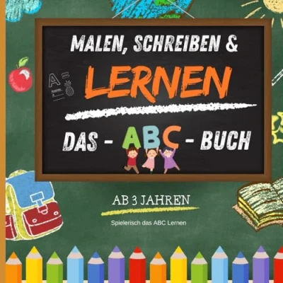 Abbildung von Mein erstes ABC Malbuch Spielerisch Buchstaben entdecken, schreiben lernen und ausmalen mit kreativen Motiven Übungsseiten für Kinder ab 3 ... Feinmotorik, Konzentration Kreativität