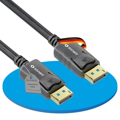 Abbildung von Sonero® 5m DisplayPort Kabel 1.2, auf DisplayPort, 4K 60 Hz, 2K 144Hz, schwarz