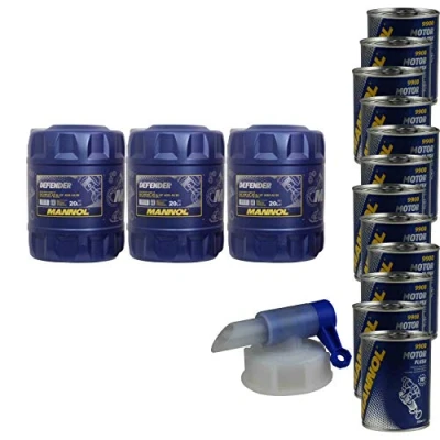 Abbildung von 60L Motoröl MANNOL Defender 10W 40 12x Motor Flush ADDITIV