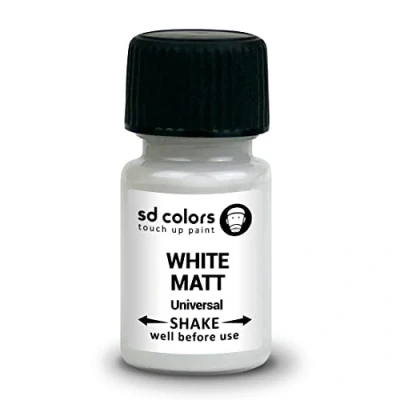 Abbildung von SD COLORS Ausbesserungsfarbe, Universalmatte, weiß, 15 ML, für kleine Reparaturautos, Metall, Holz, Kunststoff, Fenster, Rahmen, Türen, Tore