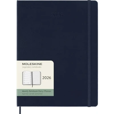Abbildung von Moleskine 12 Monate Wochen Notizkalender 2026, XL, 1 Wo = Seite, rechts linierte Fester Einband, Saphir