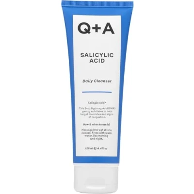 Abbildung von Q+A Salicylsäure Reiniger Exfolierendes Gesichtswaschmittel für klare Haut, gegen Unreinheiten &amp; Poren, mit Betain Allantoin, vegan, tierversuchsfrei, hergestellt in UK, 125 ml