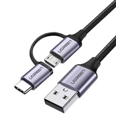 Abbildung von UGREEN Kabel USB A zu Micro + C 1m schwarz