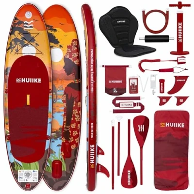 Abbildung von Stand Up Paddling Board Premium Zubehör. HUIIKE. Bordeauxrot. große Stabilität