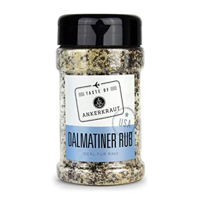 Abbildung von Ankerkraut Dalmatiner Rub, BBQ Marinade und Finisher für Rind, USA, Gewürz Fleisch Steak, Pfeffer mit Knoblauch Zwiebel, 270 g im Streuer