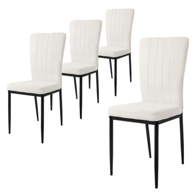 Abbildung von ML Design Esszimmerstühle 4er Set mit Samt Bezug, Weiß, Küchenstühle Rückenlehne, Polsterstuhl Metallbeinen, Ergonomischer Esstisch Stuhl, Esszimmerstuhl modern, Wohnzimmerstuhl Küchenstuhl