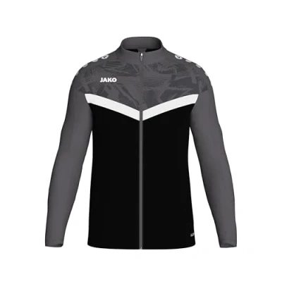 Abbildung von JAKO ICONIC Unisex Polyesterjacke Gr. 140 Schwarz/Anthrazit Atmungsaktive Kinder Trainingsjacke Jungen und Mädchen im modernen Design, 100% recyceltes Polyester
