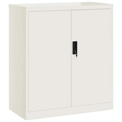 Abbildung von vidaXL Aktenschrank, Büroschrank mit Boden, Abschließbar Metallschrank Schrank Türen, Aufbewahrungsschrank Büromöbel, Weiß Stahl