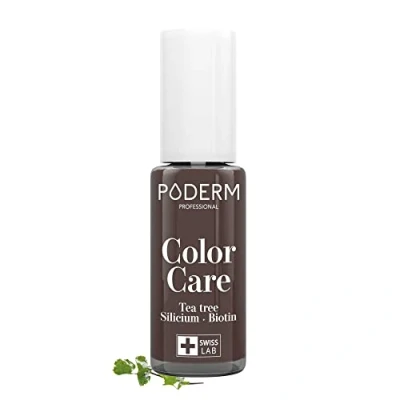 Abbildung von PODERM TEEBAUM NAGELLACK COLOR CARE Braun verbessert das Aussehen für die gelbe oder brüchige Nägel 2 in 1 PFLEGE Hergestellt der Schweiz