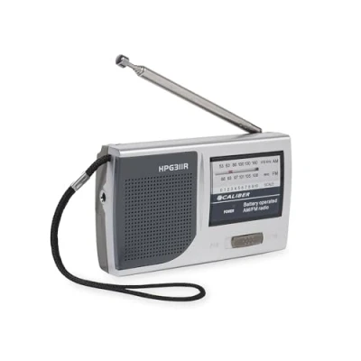 Abbildung von Caliber Kleines Radio Tragbares mit Batterie AM/FM Küchenradio Taschenradio AUX In Silber