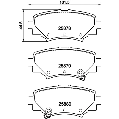 Abbildung von HELLA 8DB 355 021 411 Bremsbelagsatz mit akustischer Verschleißwarnung MAZDA: 3 Schrägheck, Limousine, Kasten / Schrägheck