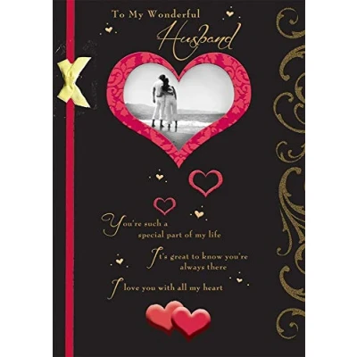 Abbildung von Piccadilly Greetings Traditionelle Geburtstagskarte für Ehemann, 25,4 x 17,8 cm, Schwarz