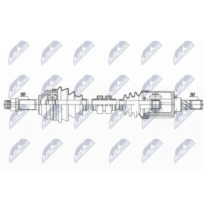 Abbildung von NTY NPW NS 068 Antriebswelle Vorderachse links 690 NISSAN: Qashqai / Qashqai+2 I