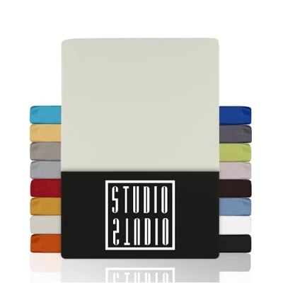 Abbildung von STUDIO Spannbettlaken Basic, viele Größen, 100% Baumwolle, OEKO TEX 100, Jersey, Gummizug: rundum, (1 Stück), 90x190 cm Bettlaken Spannbetttuch bis 25 Höhe Schnee