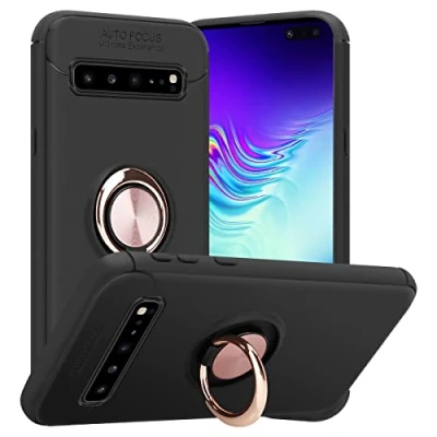 Abbildung von Cadorabo Hülle kompatibel mit Samsung Galaxy S10 5G Schutzhülle TPU Silikon Case Ring Slim Kratzfest Weiche Gummi Rundumschutz für in Schwarz