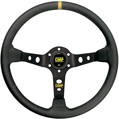 Abbildung von OMP OMPOD/2012/NN Gewölbte Lenkrad Korsika 330, Schwarz Aus Veloursleder mit Eloxierten Spokes Unique