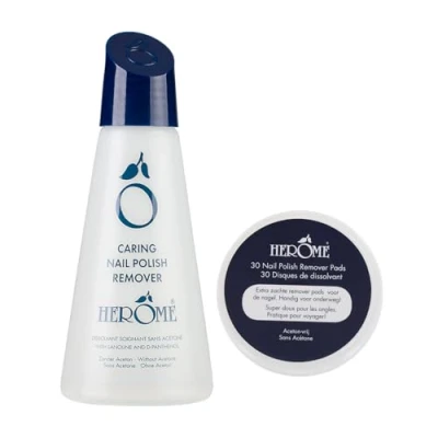 Abbildung von Herome Combi Pack Nagellackentferner Acetonfrei (Nail Polish Remover) 120ml. &amp; Pflegender Nagellackentferner, Acetonfrei, Reisegröße, 30 Pads