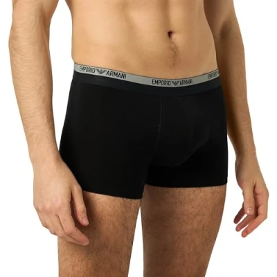 Abbildung von Emporio Armani Herren Stretch Cotton Piping Logoband Trunks, Black, S