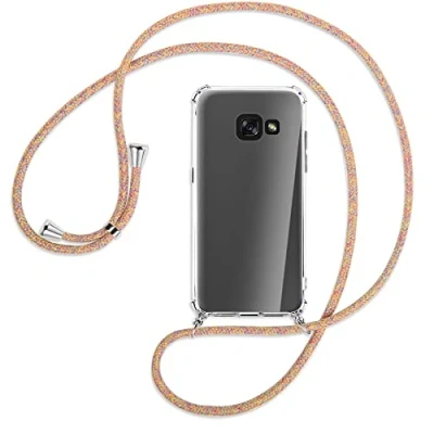 Abbildung von mtb more energy® Handykette kompatibel mit Samsung Galaxy A3 2017 (SM A320, 4.7&#039;&#039;) Rainbow Smartphone Hülle zum Umhängen Anti Shock Full TPU Case
