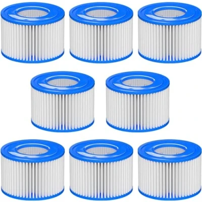 Abbildung von Filter VI für Pool, 8 Stück Filterkartuschen Bestway Miami, Monaco Lay Z Spa, Vegas, Palm Springs, Flowclear Pool Ersetzt die Originalkartusche 58323
