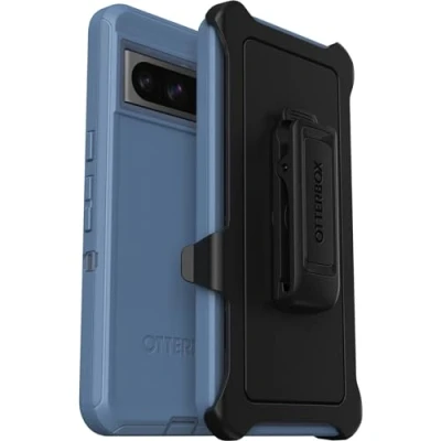 Abbildung von OtterBox Google Pixel 8 Pro Defender Series Schutzhülle Babyblaue Jeans, robust und langlebig, mit Port Schutz, inklusive Holster Clip Ständer