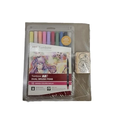 Abbildung von Tombow ABT 10C MANGA2 ST Manga Set aus 10x Fasermaler Dual Brush Pens + Stempel