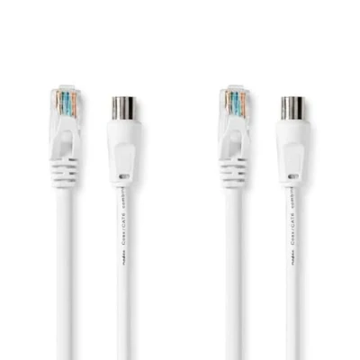 Abbildung von NEDIS Coax &amp; Cat6 Kombikabel IEC (Coax) Stecker / RJ45 Buchse Vernickelt RG58 75 Ohm Doppelt geschirmt 3.00 m Rund PVC Weiss Label