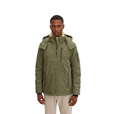 Abbildung von TOM TAILOR Herren Winterjacke mit Teddyfell 1032492, 10415 Dusty Olive Green, XL