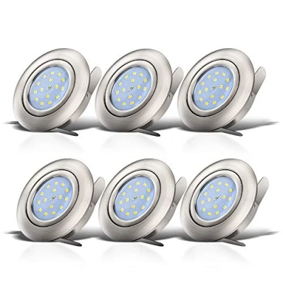 Abbildung von B.K.Licht LED Einbaustrahler 6er SET 6x 5W 400lm 3000K IP23 10 03 06 S, fest integriert, Warmweiß, Deckenspot schwenkbar Einbautiefe: 30mm