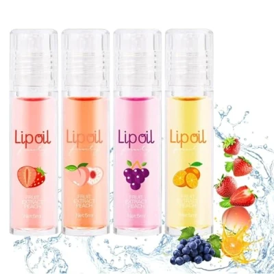 Abbildung von KUIRUNRX® Roll On Glitter Lipgloss,Farblos Lipgloss Durchsichtig,Glitzer Aufrollen, Lip Gloss Obst Geschmack Feuchtigkeitsspendende Lippenstifte,Lip Shiner für trockene Lippen (5pcs)