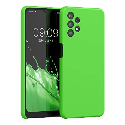 Abbildung von kwmobile Hülle kompatibel mit Samsung Galaxy A32 5G Silikon Handy Case Handyhülle weiche Oberfläche kabelloses Laden Limettengrün