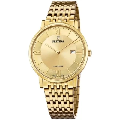 Abbildung von Festina Saphirglas Uhr, Herren, Größe: One Size, Goldfarben