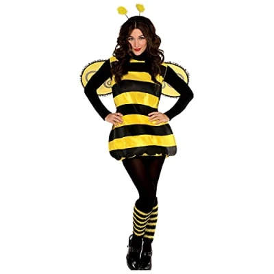 Abbildung von Amscan Kostüm Biene für Damen Einheitsgröße, 5 tlg. Kleid, Flügel, Haarreif, Beinwärmer