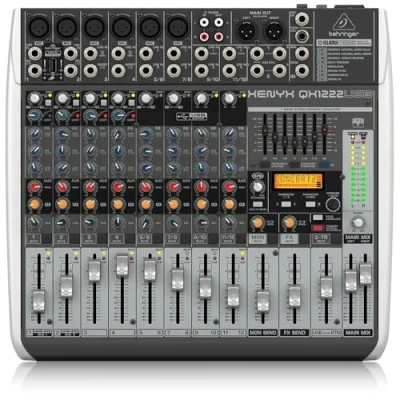 Abbildung von Behringer XENYX QX1222USB Premium 2/2 Bus Mixer mit 16 Eingängen, Mikrofonvorverstärkern und Kompressoren, Klark Teknik Multi FX Prozessor, Wireless Option USB/Audio Schnittstelle