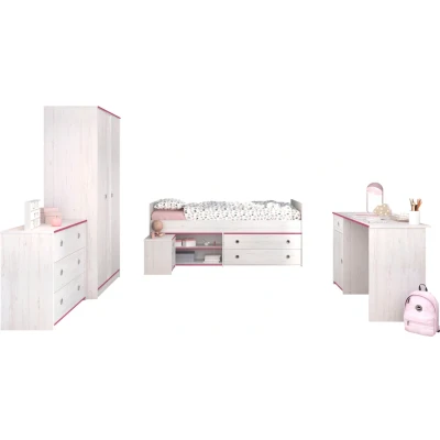 Abbildung von Parisot Jugendzimmer Set &quot;Smoozy&quot;, (Set, 5 St., Stauraumbett, Nachttisch, Kleiderschrank, Schreibtisch und Kommode)