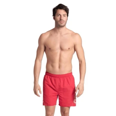 Abbildung von Arena Herren Fundamentals Logo Boxer Swim Trunks, Red White, M EU