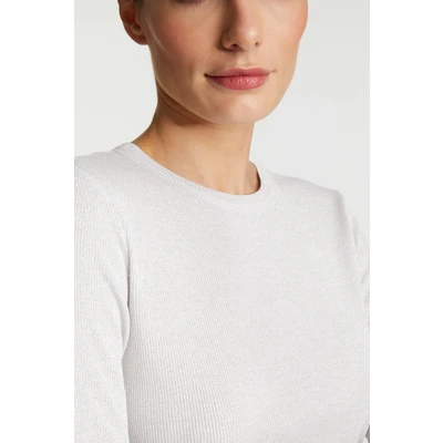 Abbildung von Rich &amp; Royal Longsleeve MIT Lurex Langarmshirt, Damen, Größe: 38, Pearl white