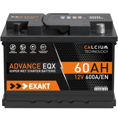Abbildung von EXAKT Autobatterie 12V 60Ah Starterbatterie PKW KFZ Auto Batterie (60Ah)