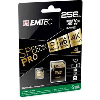 Abbildung von EMTEC SD Card 256GB SDXC (CLASS10) Speedin V30 A1 4K Adapter